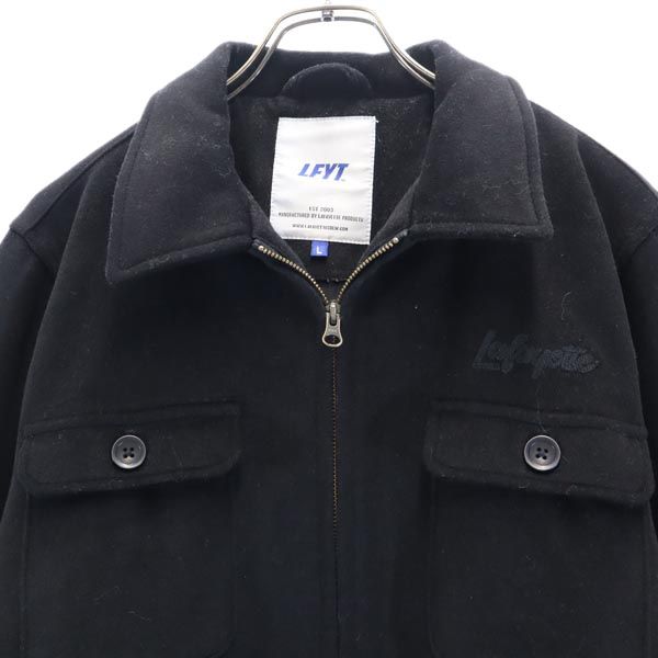 LFYT Black Back Logo Embroidered Wool Jacket Size L