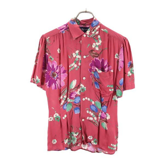 RALPH LAUREN Floral Open Collar Shirt Pink Size 4