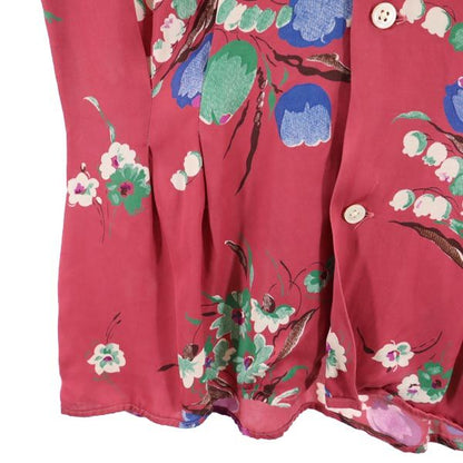 RALPH LAUREN Floral Open Collar Shirt Pink Size 4