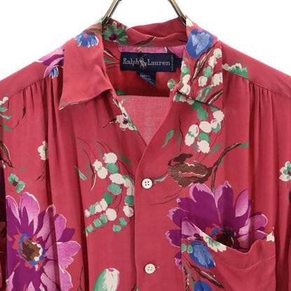 RALPH LAUREN Floral Open Collar Shirt Pink Size 4