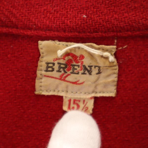 BRENT 40s Vintage Long Sleeve Gusseted Shirt Red Size 15.5