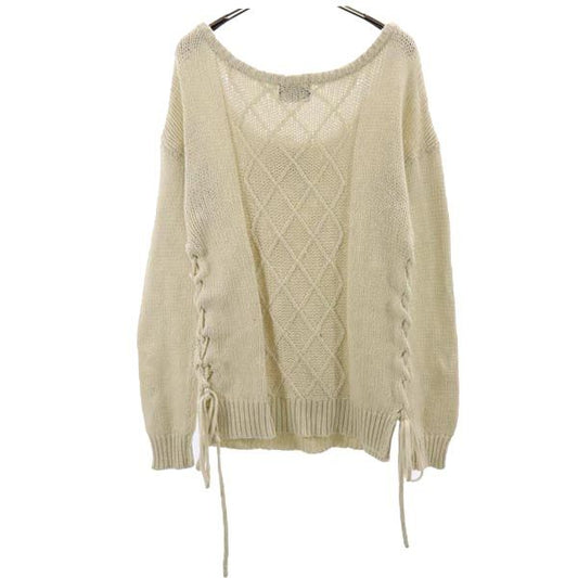 STUSSY Wool Blend Lace-Up Sweater White Size M