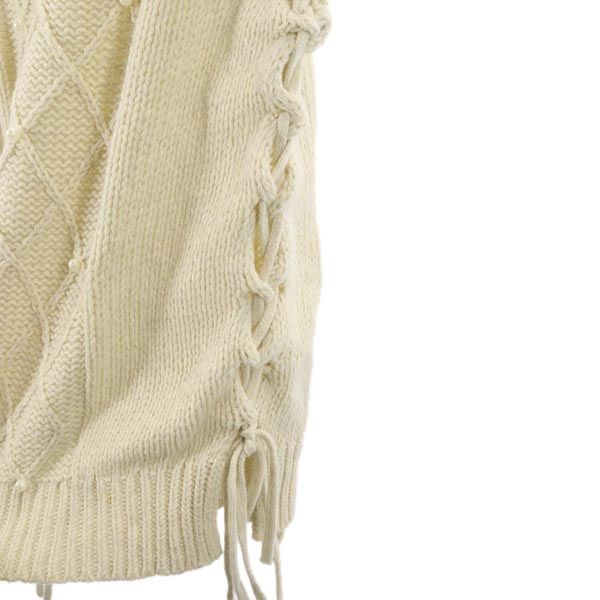 STUSSY Wool Blend Lace-Up Sweater White Size M