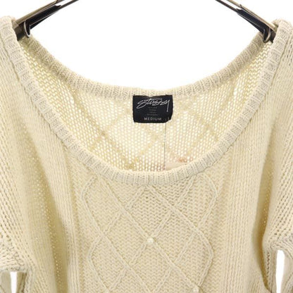 STUSSY Wool Blend Lace-Up Sweater White Size M