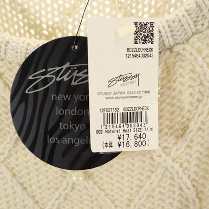 STUSSY Wool Blend Lace-Up Sweater White Size M