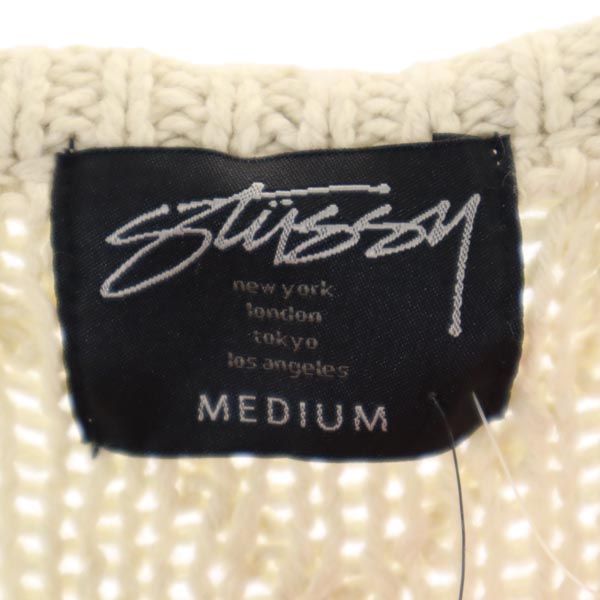 STUSSY Wool Blend Lace-Up Sweater White Size M