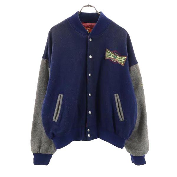 MICKEY MOUSE 80s 90s USA Wool Blend Jacket Blue Size L
