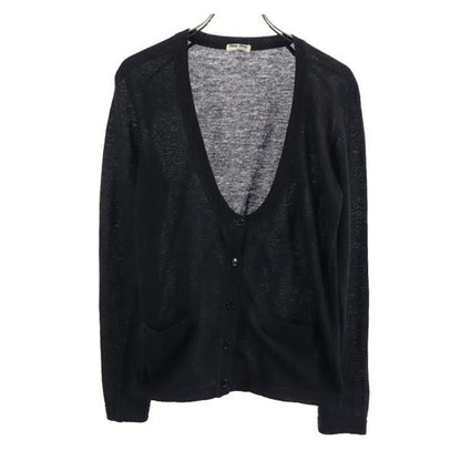 MIUMIU Italian Long Sleeve Cashmere Blend Cardigan Black Size 40