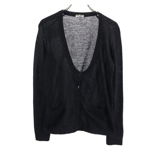 MIUMIU Italian Long Sleeve Cashmere Blend Cardigan Black Size 40