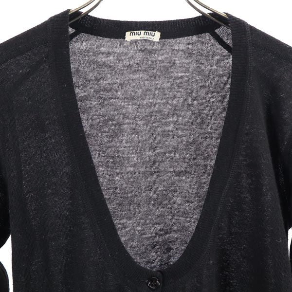 MIUMIU Italian Long Sleeve Cashmere Blend Cardigan Black Size 40