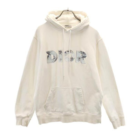 Dior Printed Fleece Lined Hoodie White Size L