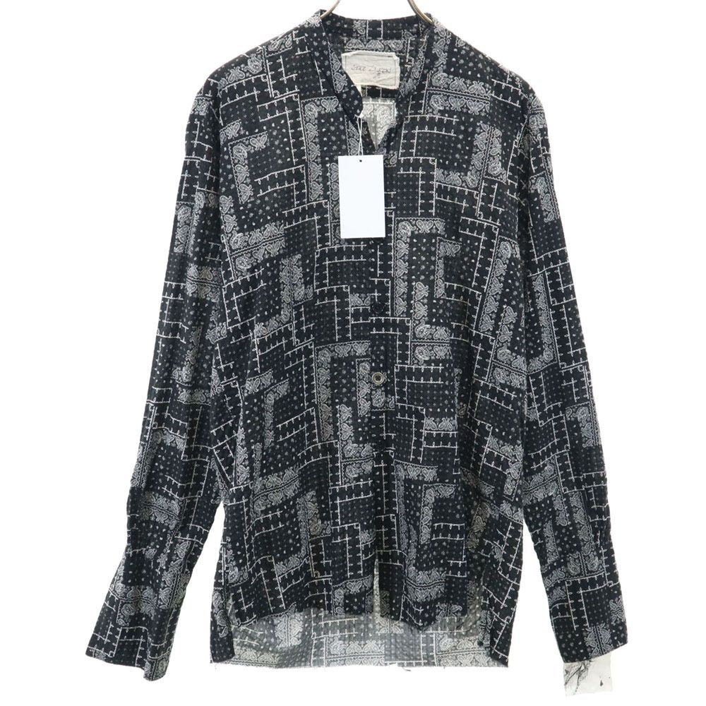 GREG LAUREN USA Paisley Long Sleeve Open Shirt Black Size M