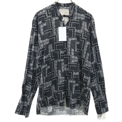 GREG LAUREN USA Paisley Long Sleeve Open Shirt Black Size M