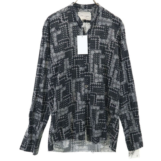 GREG LAUREN USA Paisley Long Sleeve Open Shirt Black Size M