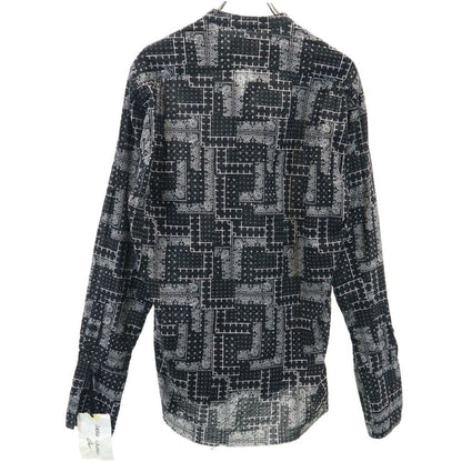 GREG LAUREN USA Paisley Long Sleeve Open Shirt Black Size M