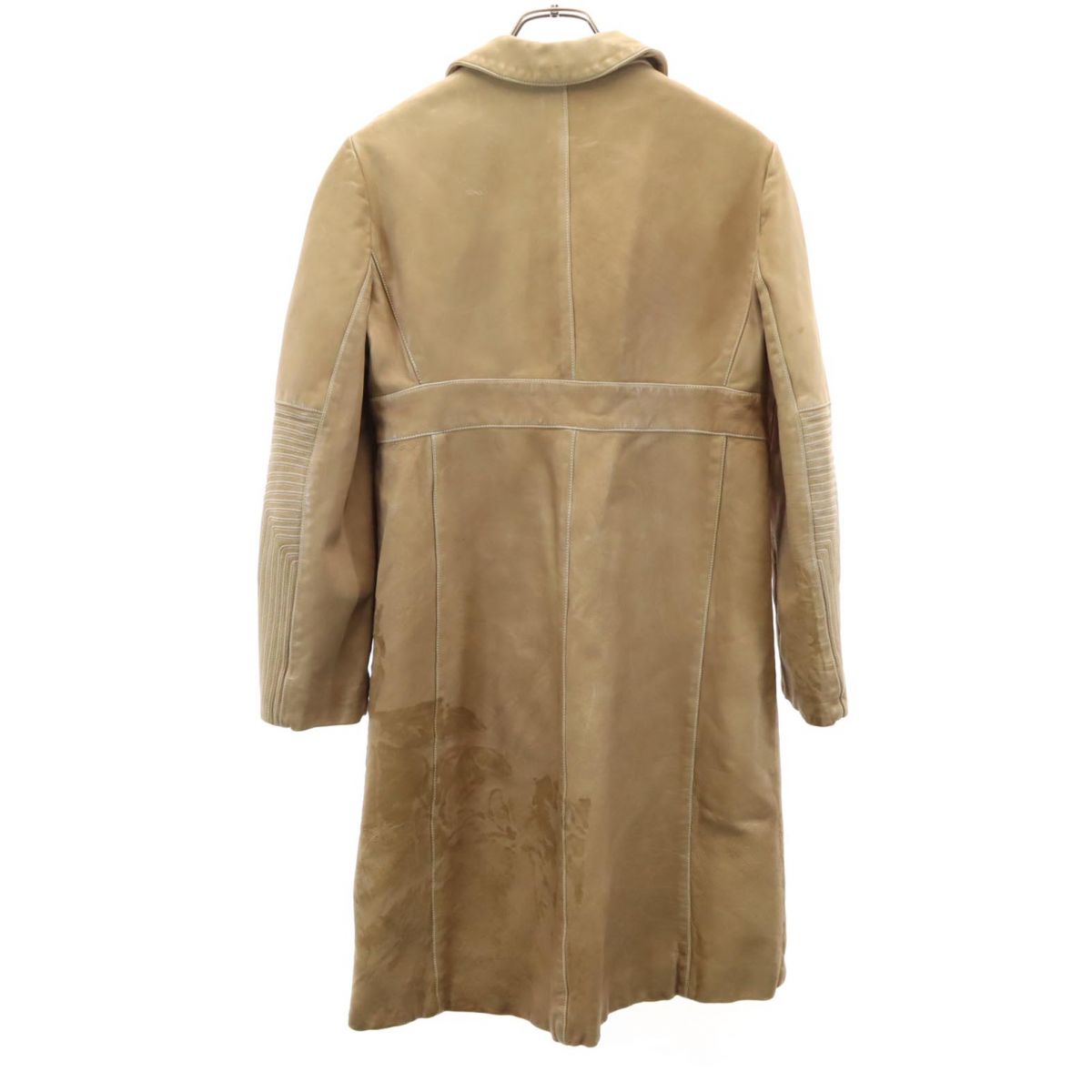 MARNI Genuine Leather Coat Beige Size 42