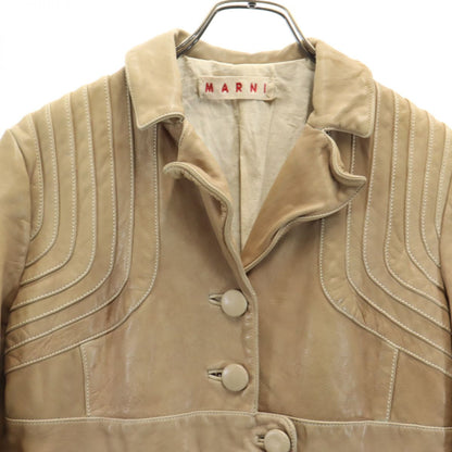 MARNI Genuine Leather Coat Beige Size 42