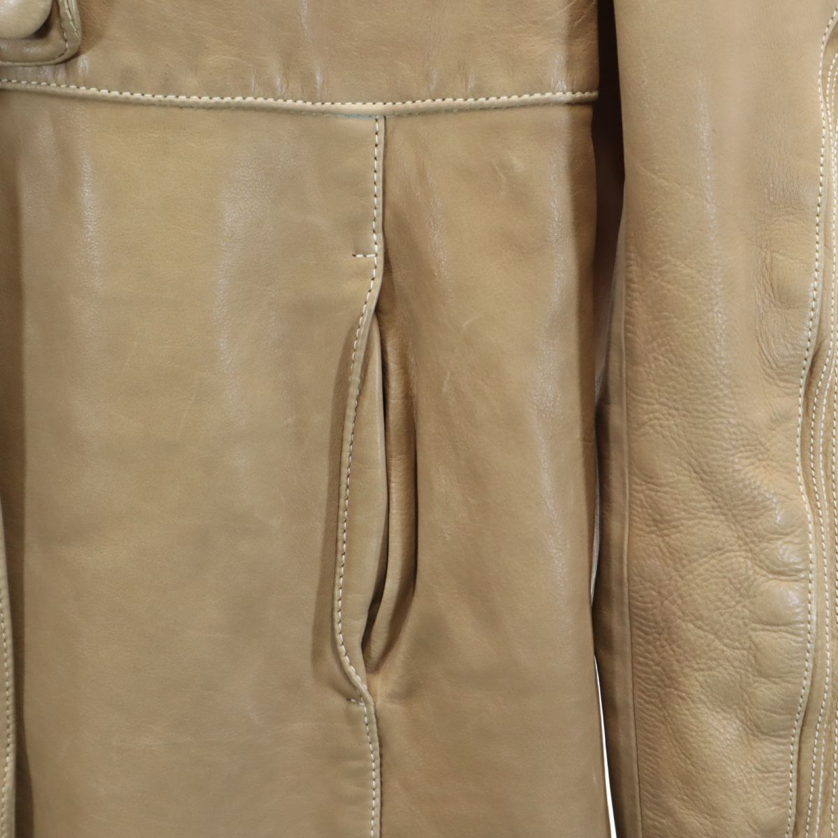 MARNI Genuine Leather Coat Beige Size 42
