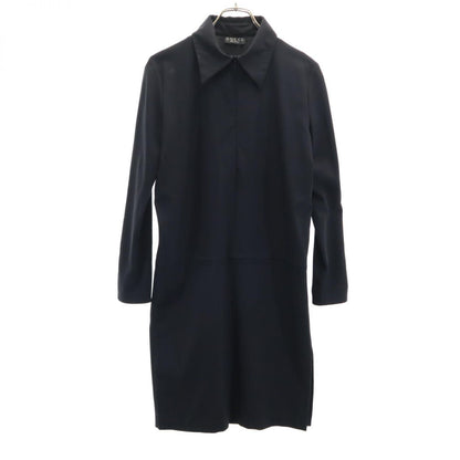 GUCCI Italian Long Sleeve Half-Zip Wool Dress Black Size 42