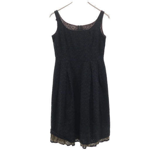 FOXEY Made in Japan Sleeveless Cotton Dress Black Size 38