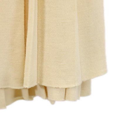 CHANEL Italian Wool Knit Pleated Skirt Off-white Size 40