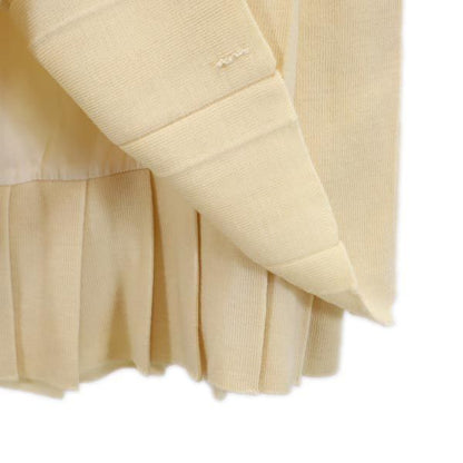 CHANEL Italian Wool Knit Pleated Skirt Off-white Size 40