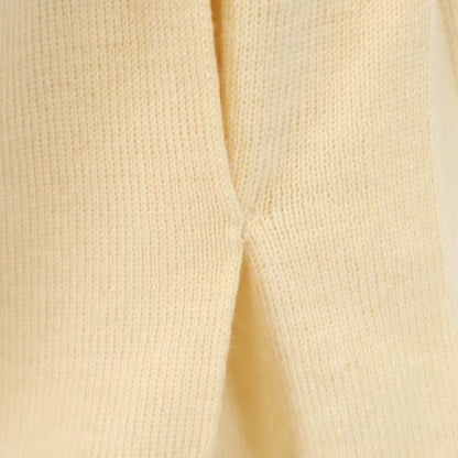 CHANEL Italian Wool Knit Pleated Skirt Off-white Size 40