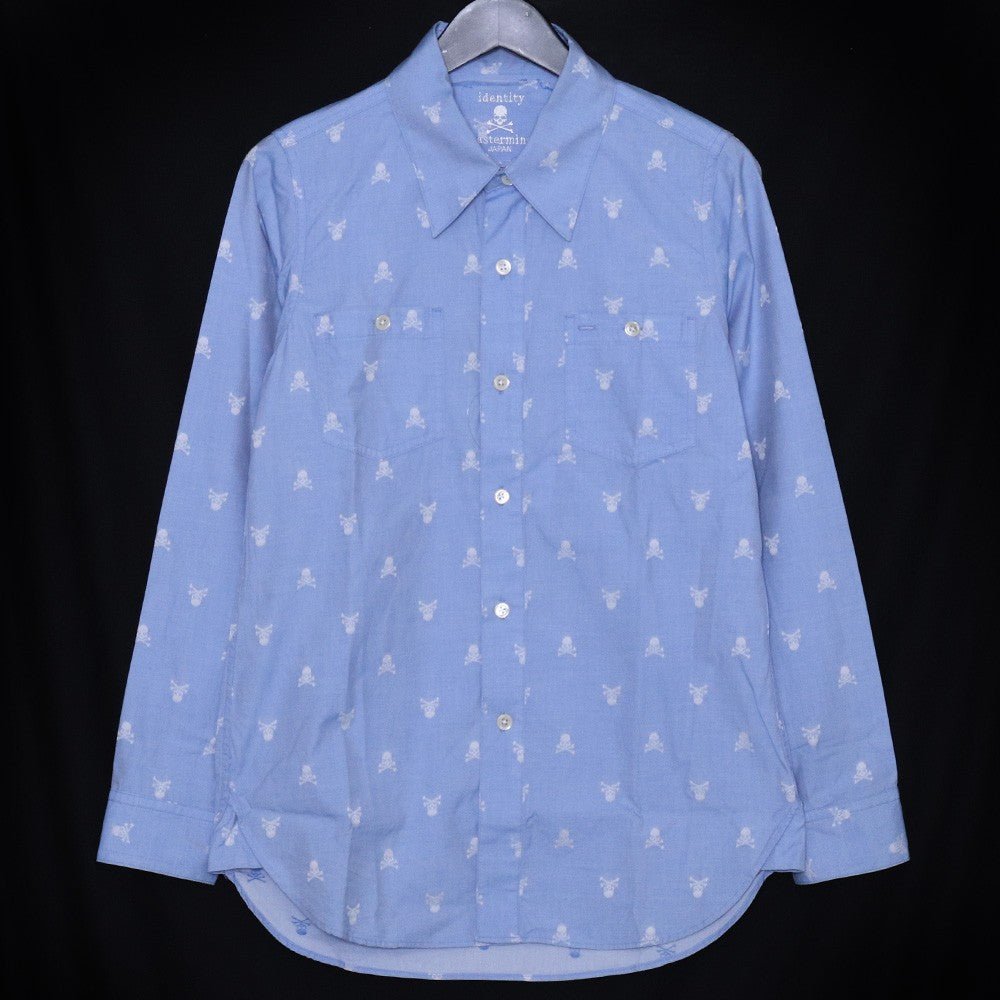 Mastermind Japan Identity Jacquard Skull Shirt Blue Size XS