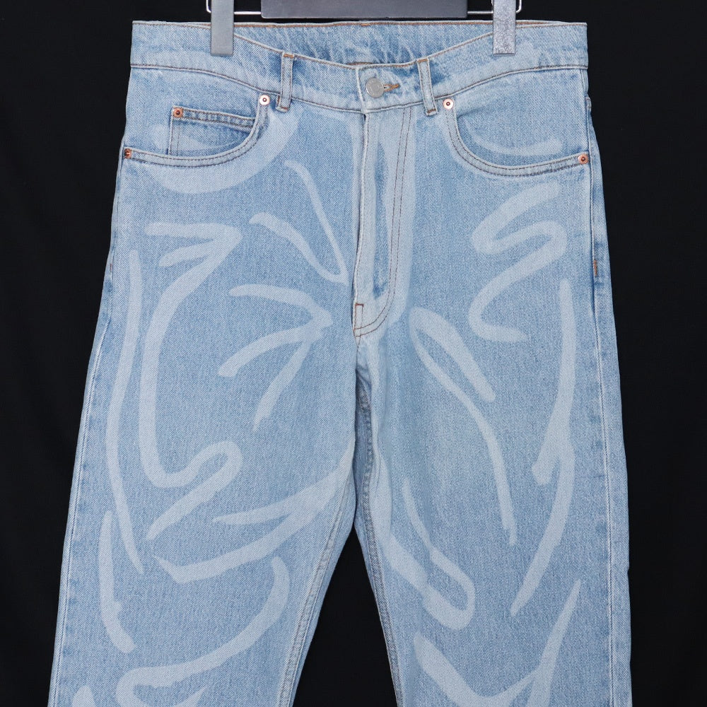 MARTINE ROSE Paint Print Straight Jeans Blue Size XS