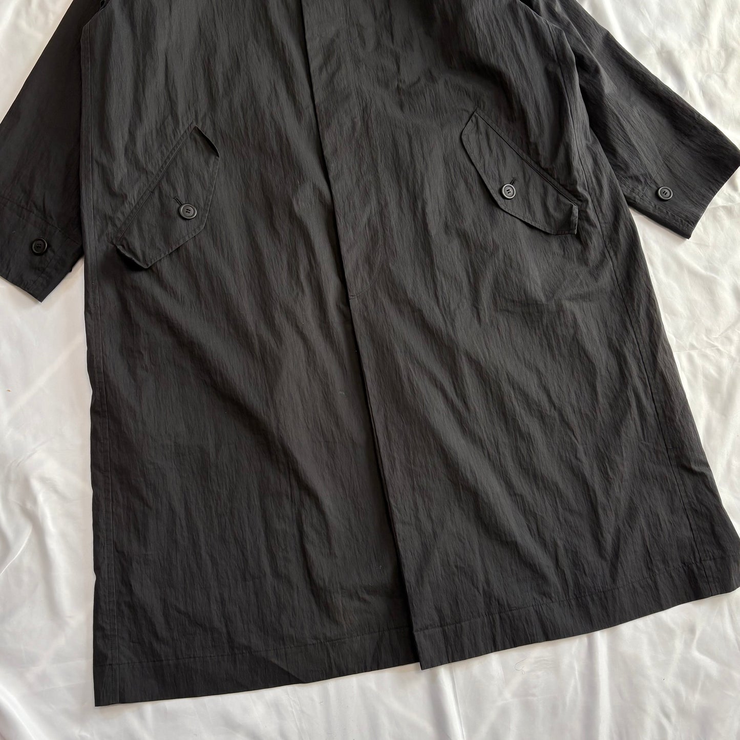 WINDCOAT 90s-00s Black Cotton/Nylon Overcoat Size L