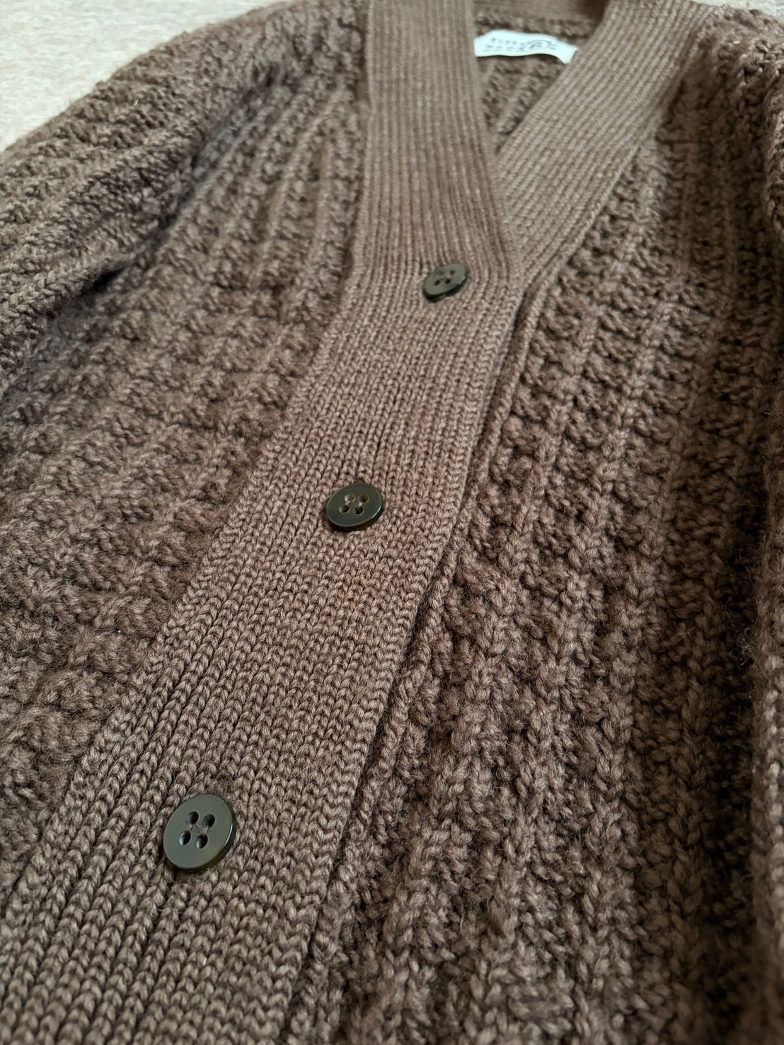 MM6 AW11 Wool Chunky 3D Knit Cardigan Low Gauge Size L