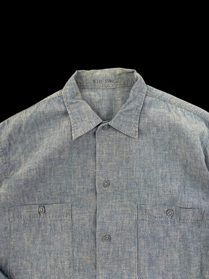 U.S.NAVY 1970s Selvedge Chambray Shirt Size L