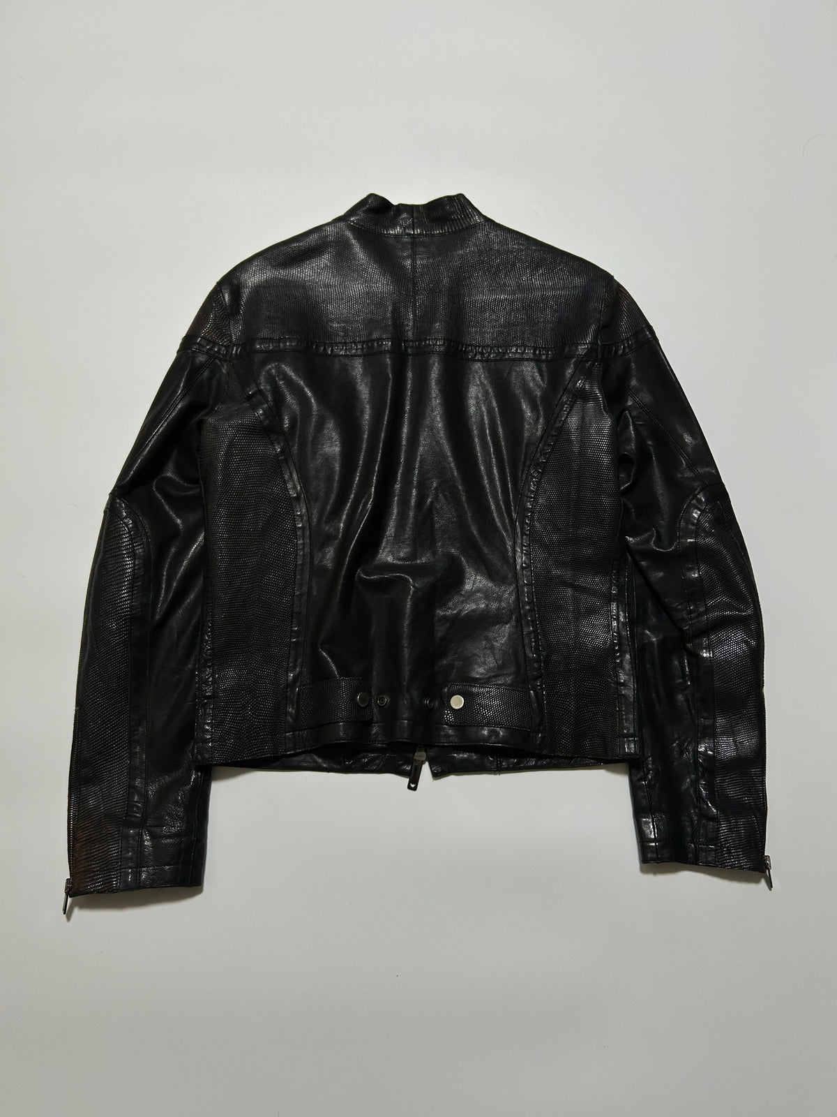 EMPORIO ARMANI AW05 Cracked Leather Jacket Black Size 48