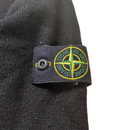 STONE ISLAND Logo Patch Crew Neck Wool Sweater Black Size L