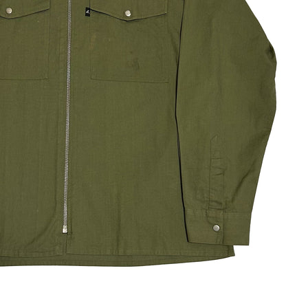 AGNES B. 1990s Zip Up Cotton Long Sleeve Shirt Olive Size 42
