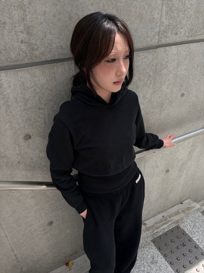 BALENCIAGA 2020s Cotton Cropped Hoodie Black Size XS