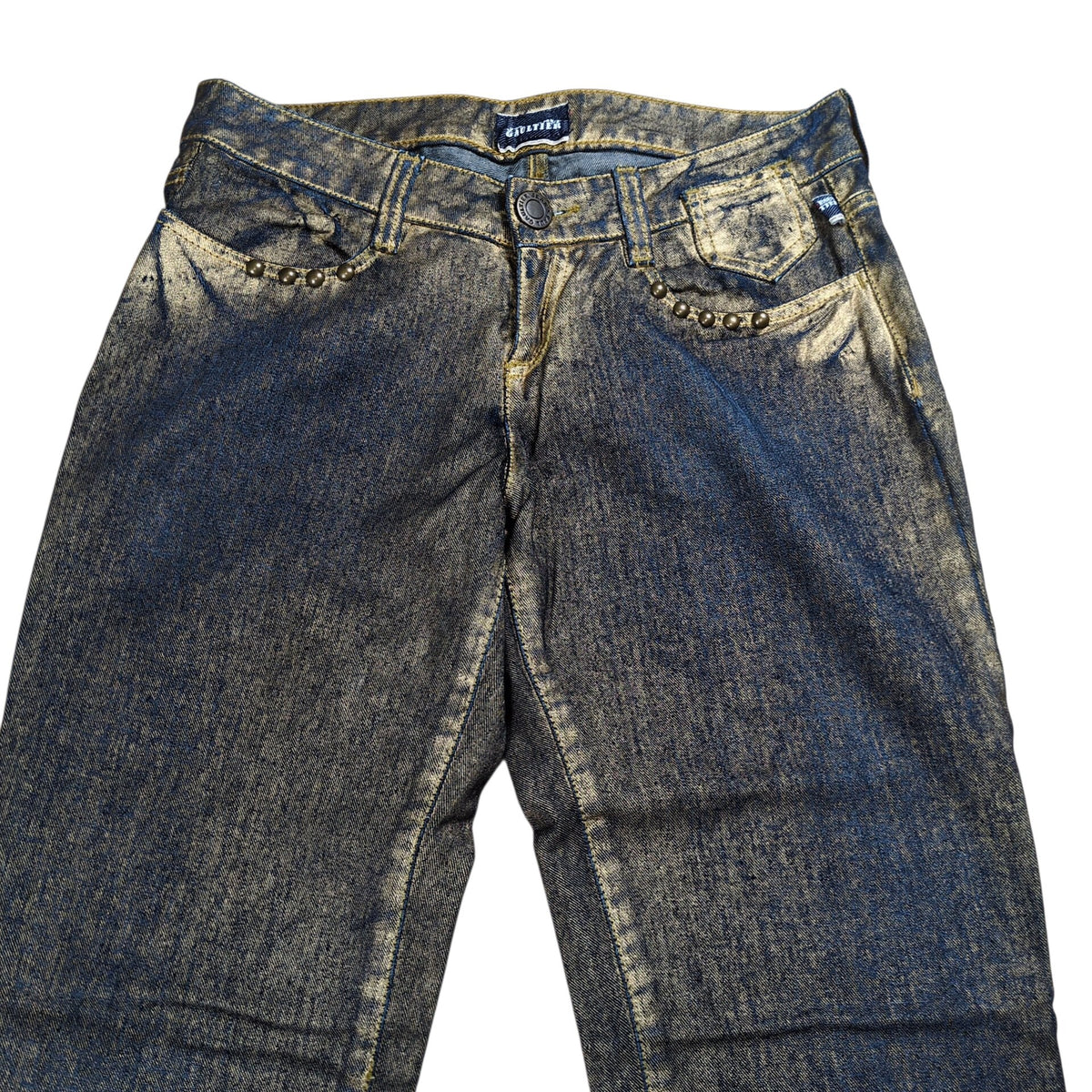Jean Paul GAULTIER Glitter Coating Side Zip Jeans Size 28