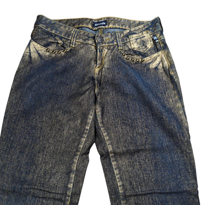 Jean Paul GAULTIER Glitter Coating Side Zip Jeans Size 28