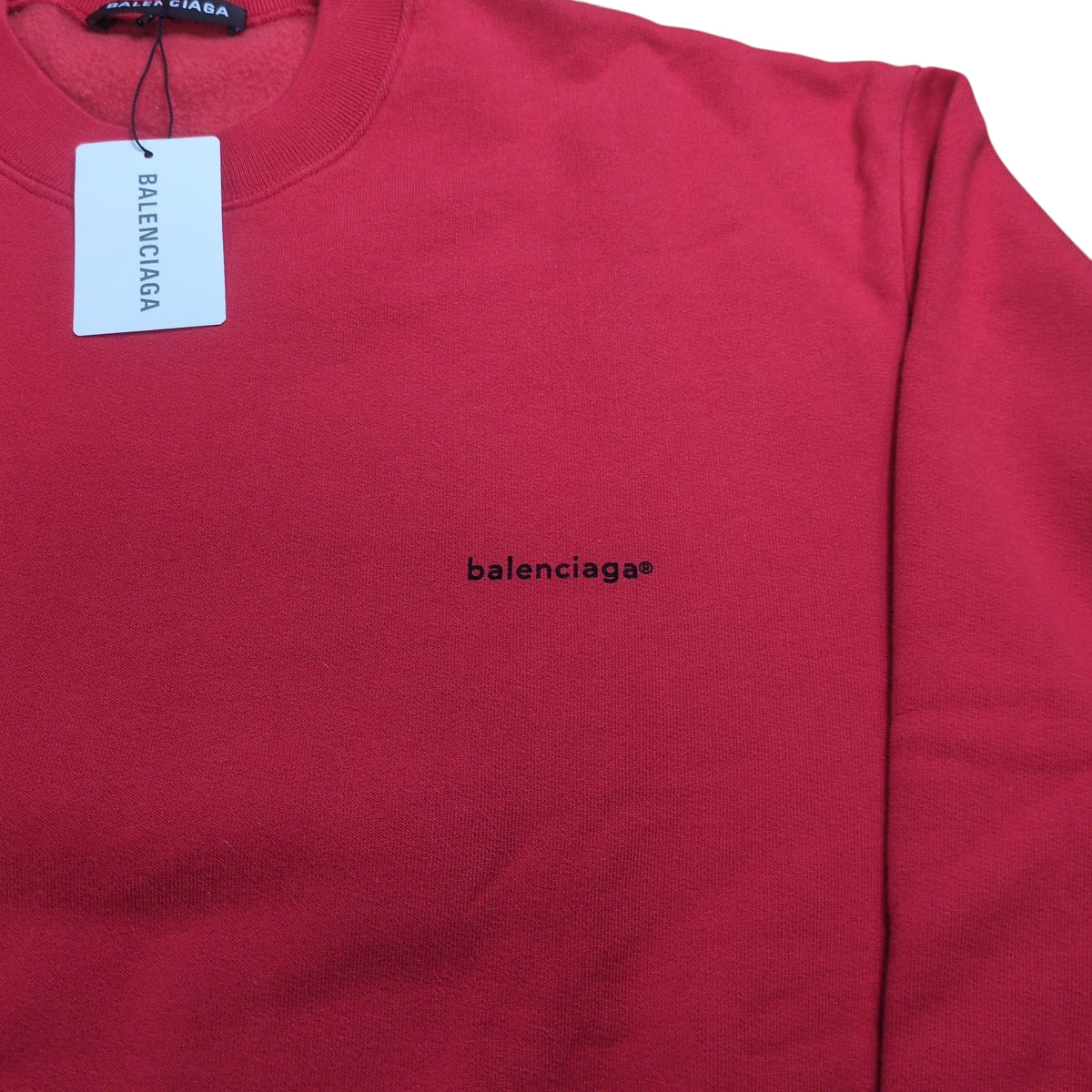 Balenciaga Red Cotton Mini Logo Printed Sweatshirt Size S