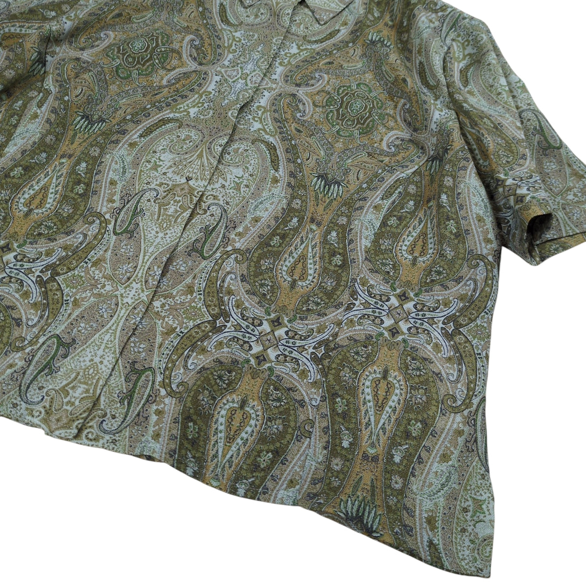 BURBERRY LONDON Paisley Linen Blend S/S Shirt Green Size 13