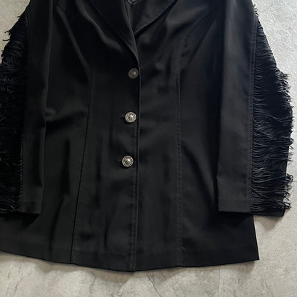 Vintage Black Fringe Jacket Size M