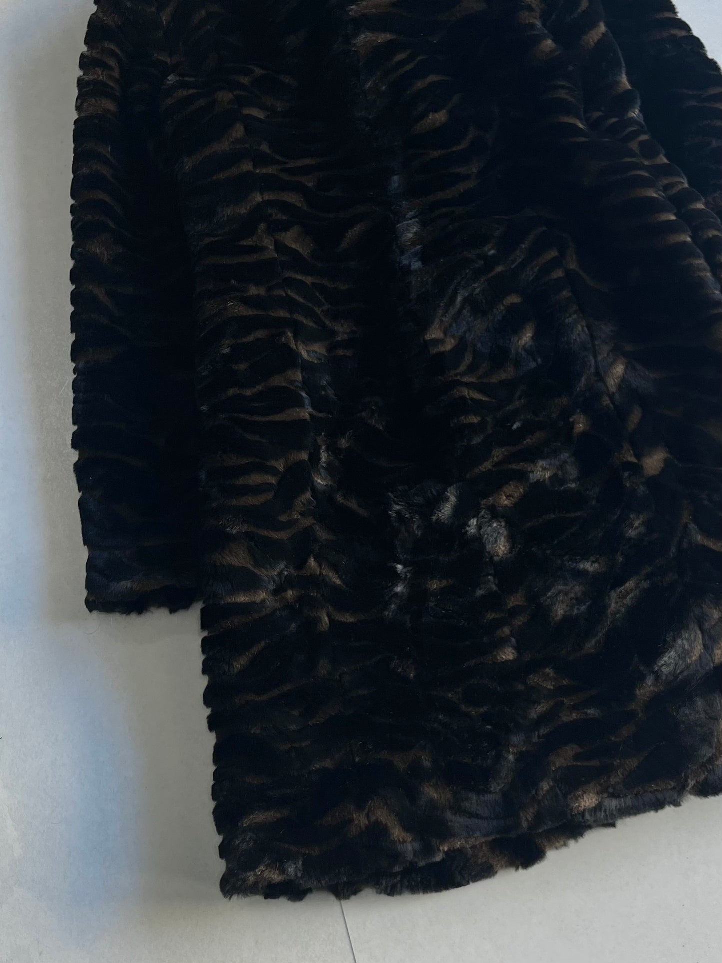DKNY Fur Long Wool Blend Coat Multi Size S