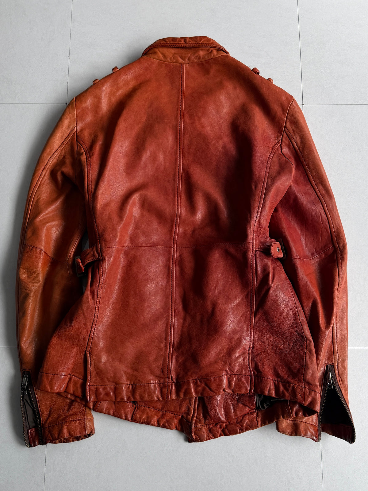 TORNADO MART Double Zip Leather Jacket Size M