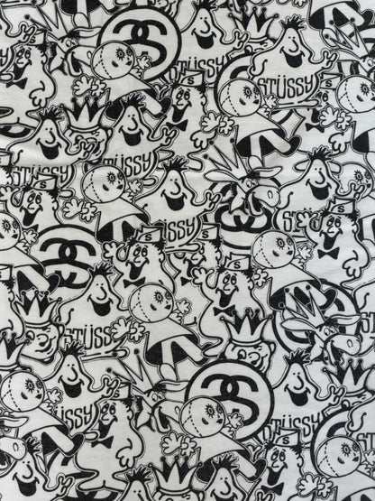 STUSSY Character All Over Print T-Shirt White Size M
