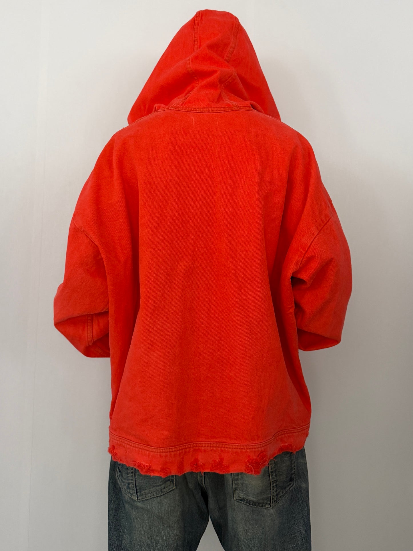 424 Red Damaged Zip Hoodie Size L