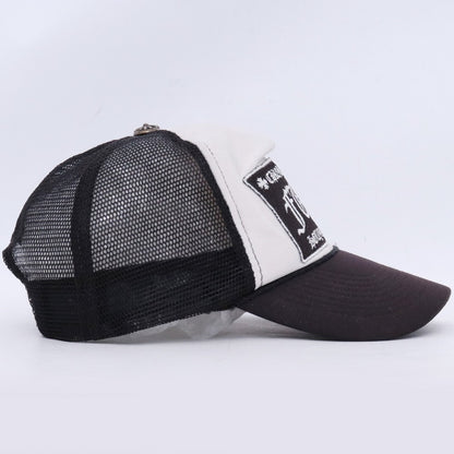 CHROME HEARTS OLD FUCK Trucker Cap Black White Size 4