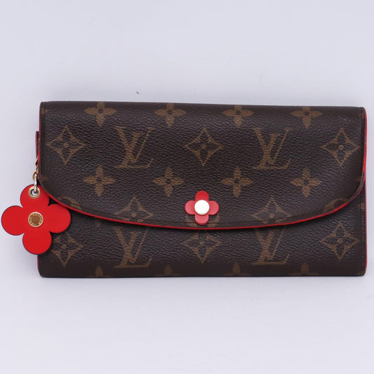 LOUIS VUITTON Monogram Flower Emily Wallet Brown Size F