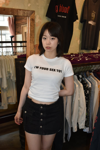 Vintage "I'M YOUR SEX TOY" Black Cotton T-Shirt Size XS