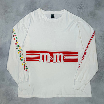 M&Ms 80s White Cotton Long Sleeve T-Shirt Size XL