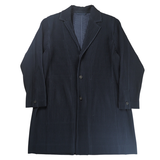 HOMME PLISSE ISSEY MIYAKE 3B Pleats Coat Navy Size 1